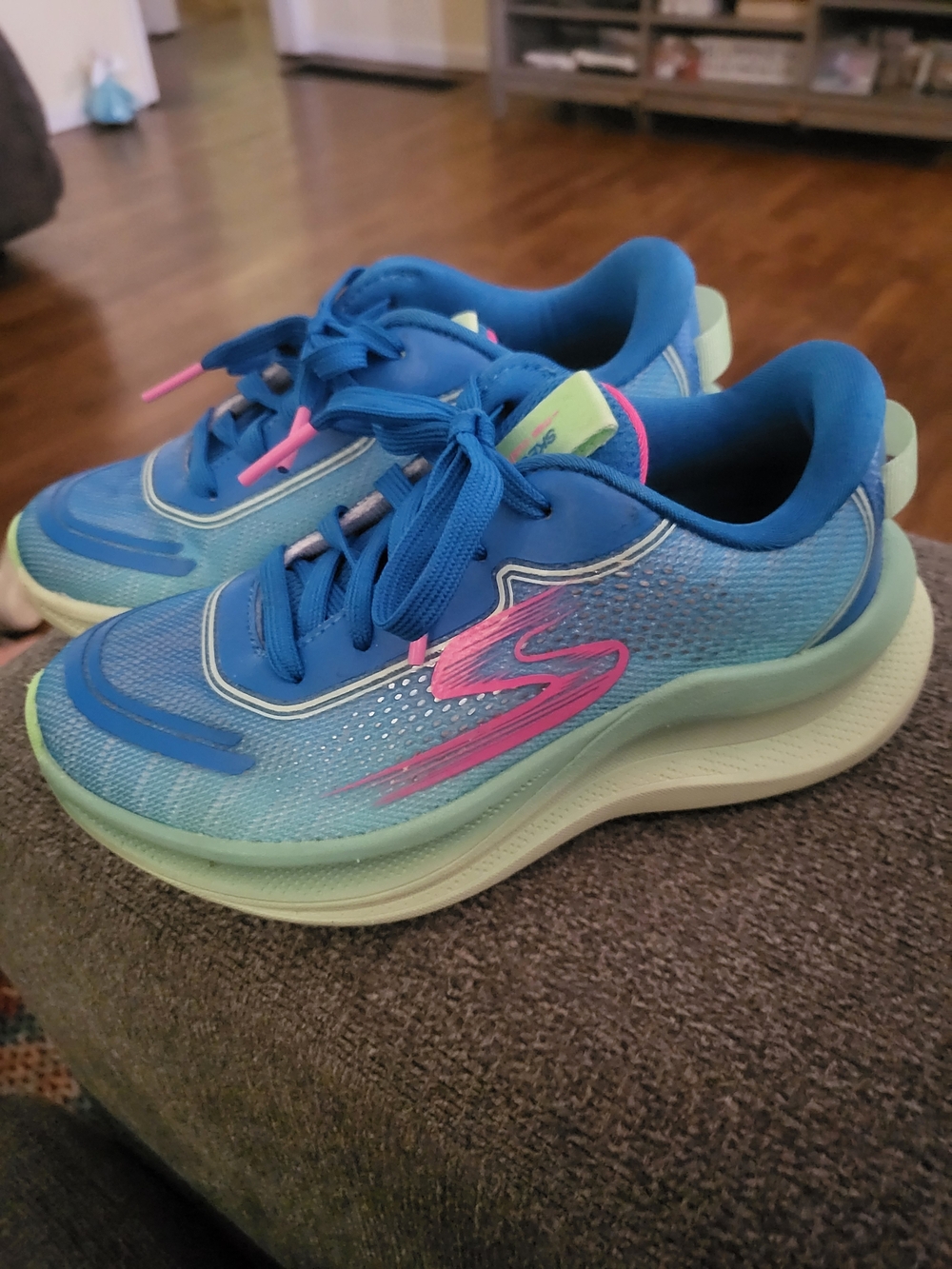 Skechers Aqua Blue Pink Athletic Sneakers